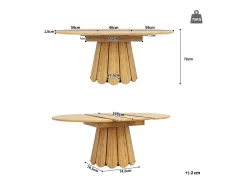 Mesa extensível de 118-158 x 118 cm para 6 pessoas - Cor natural clara