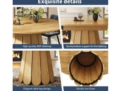 Mesa extensível de 118-158 x 118 cm para 6 pessoas - Cor natural clara