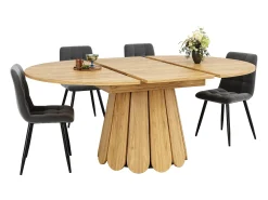 Mesa extensível de 118-158 x 118 cm para 6 pessoas - Cor natural clara