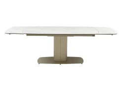 Mesa extensível em cerâmica e metal efeito mármore branco - CARIOULA de MORABITO