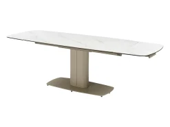 Mesa extensível em cerâmica e metal efeito mármore branco - CARIOULA de MORABITO