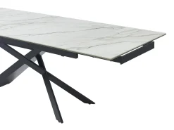 Mesa extensível em cerâmica, vidro temperado e metal - Efeito mármore branco e preto - LUMIEL