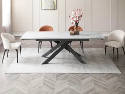 Mesa extensível em cerâmica e metal mármore branco e antracite - COREMA de MORABITO