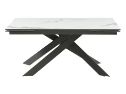 Mesa extensível em cerâmica e metal mármore branco e antracite - COREMA de MORABITO