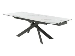 Mesa extensível em cerâmica e metal mármore branco e antracite - COREMA de MORABITO
