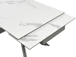 Mesa extensível em cerâmica e metal mármore branco e antracite - COREMA de MORABITO