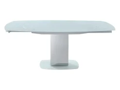 Mesa extensível TALICIA - Vidro temperado e metal - Branco