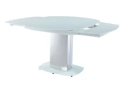 Mesa extensível TALICIA - Vidro temperado e metal - Branco