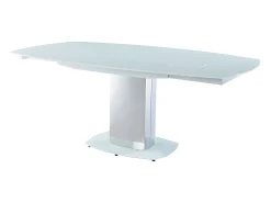Mesa extensível TALICIA - Vidro temperado e metal - Branco