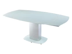 Mesa extensível TALICIA - Vidro temperado e metal - Branco