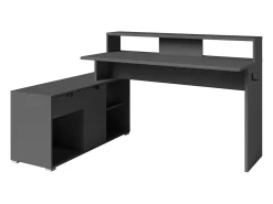 Mesa gamer modular Playit em melamina com LED, dimensões de 94,8x134 a 167,7x60 cm