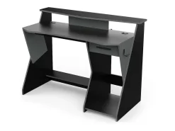 Mesa Gaming Skin Cinza/Preta com Gaveta e Gancho para Capacete 90x124x60 cm