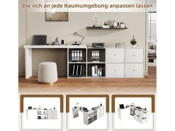 Mesa giratória 360° - 140 x 120 x 78 cm - em L ou vertical - com 4 gavetas - MDF - branco
