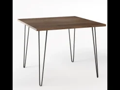 Mesa HAIRPIN 90 x 90 cm para cozinha, sala de estar, sala de jantar Carvalho Chocolate