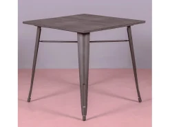 Mesa industrial em aço envelhecido e madeira escura - Bistro - Antiguidade