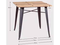 Mesa industrial em aço envelhecido e madeira escura - Bistro - Antiguidade