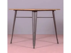 Mesa industrial em aço envelhecido e madeira clara - Bistro - Antiguidade