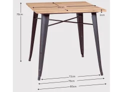 Mesa industrial em aço envelhecido e madeira clara - Bistro - Antiguidade