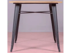 Mesa industrial em aço preto e madeira clara - Bistro - Preto