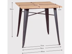 Mesa industrial em aço preto e madeira clara - Bistro - Preto
