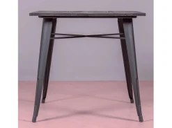 Mesa industrial em aço preto e madeira escura - Bistro - Preto