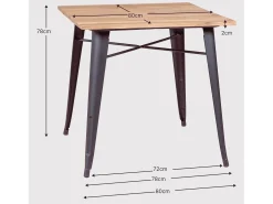 Mesa industrial em aço preto e madeira escura - Bistro - Preto