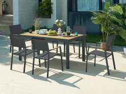 Mesa jantar jardim extensível alu. e polywood C170/230cm natural claro e antracite MACILA