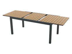 Mesa jantar jardim extensível alu. e polywood C170/230cm natural claro e antracite MACILA