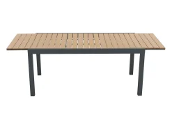 Mesa jantar jardim extensível alu. e polywood C170/230cm natural claro e antracite MACILA