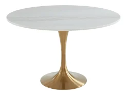 Mesa jantar redonda - Mármore branco, metal dourado NORAH