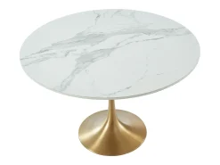 Mesa jantar redonda - Mármore branco, metal dourado NORAH