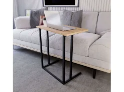 Mesa lateral de sala de estar em carvalho preto Safir 60x65x36 cm