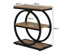 Mesa Lateral Estreita com 3 Prateleiras para Armazenamento, Mesa Lateral Pequena Industrial para Sofá