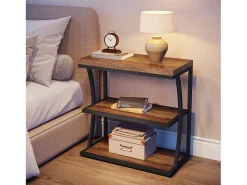Mesa Lateral Pequena e Estreita, Mesa Decorativa de Metal no Estilo Rural para Sala de Estar, Quarto, Espaços Pequenos, Lado da Cama