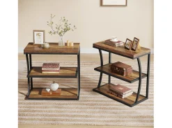 Mesa Lateral Pequena e Estreita, Mesa Decorativa de Metal no Estilo Rural para Sala de Estar, Quarto, Espaços Pequenos, Lado da Cama