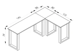 Mesa Lona Branco/branco A. 76 x L. 190 x P. 160 cm