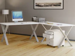 Mesa Lona Prata/branco A. 76 x L. 190 x P. 160 cm