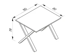 Mesa Lona Prata/branco A. 76 x L. 80 x P. 80 cm