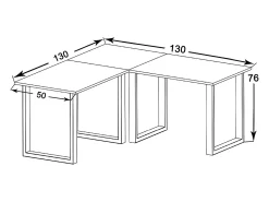 Mesa Lona Prata/carvalho Sonoma A. 76 x L. 130 x P. 130 cm