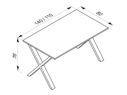Mesa Lona Prata/faia A. 76 x L. 110 x P. 80 cm