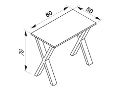 Mesa Lona Prata/faia A. 76 x L. 80 x P. 50 cm
