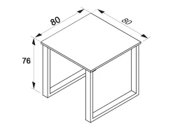 Mesa Lona Preto/antracite A. 76 x L. 80 x P. 80 cm