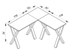 Mesa Lona Preto/carvalho Sonoma A. 76 x L. 160 x P. 130 cm