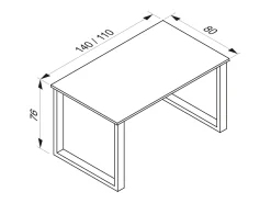 Mesa Lona Preto/cinza A. 76 x L. 140 x P. 80 cm