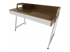 MESA MODERNA COM GAVETAS E DIVISÓRIAS EM CARVALHO ESCURO PREMIUM 100 CM