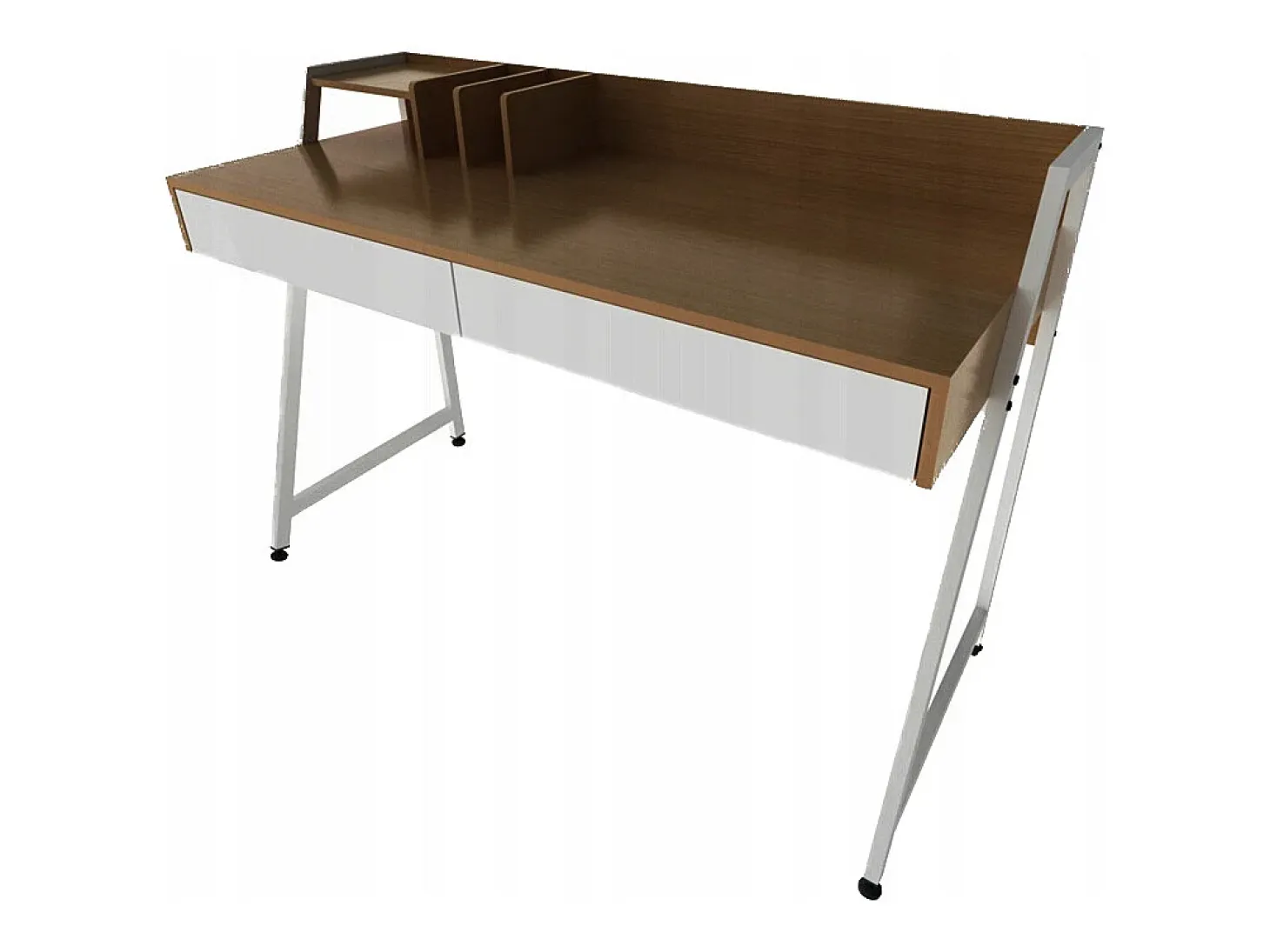 MESA MODERNA COM GAVETAS E DIVISÓRIAS EM CARVALHO ESCURO PREMIUM 100 CM