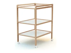 Mesa muda-fraldas com 2 prateleiras LILO de madeira Faia envernizada