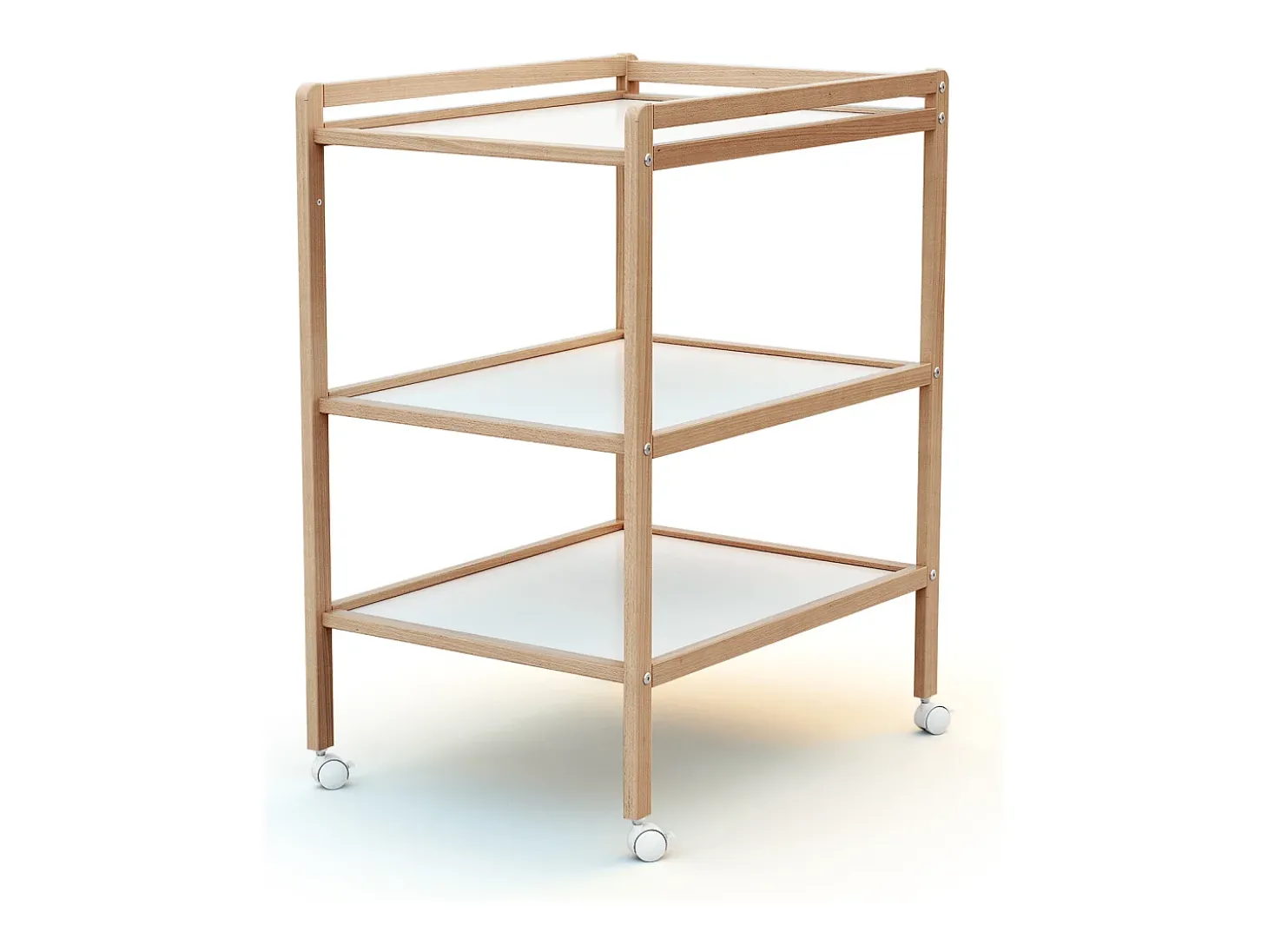 Mesa muda-fraldas com 2 prateleiras LILO de madeira Faia envernizada