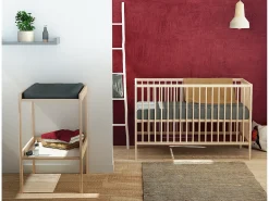 Mesa muda-fraldas com 1 prateleira de madeira Branco MILO