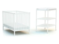 Mesa muda-fraldas com 2 prateleiras LILO de madeira Branco